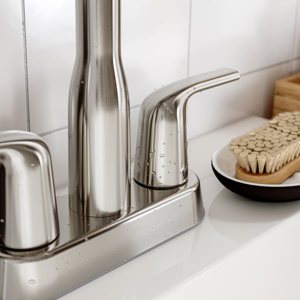 MACKSJÖN Mélangeur de lavabo centré, nickel brossé, 4 "