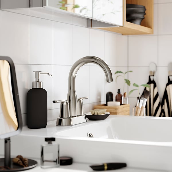 MACKSJÖN Mélangeur de lavabo centré, nickel brossé, 4 "