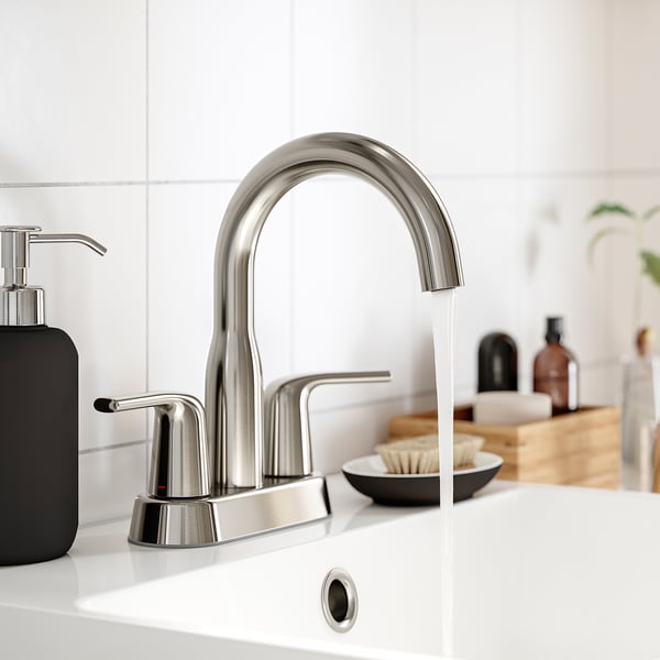 MACKSJÖN Mélangeur de lavabo centré, nickel brossé, 4 "