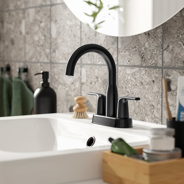 MACKSJÖN Mélangeur de lavabo centré, noir, 4 "