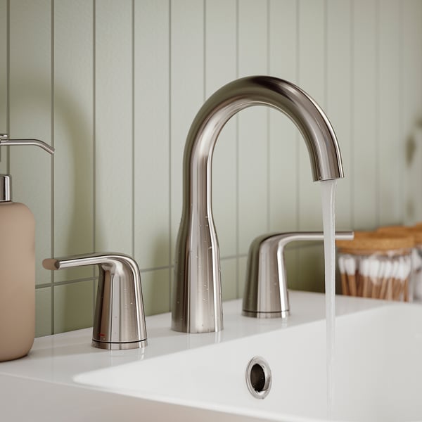 MACKSJÖN Mélangeur lavabo 3 trous, nickel brossé, 8 "
