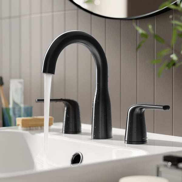 MACKSJÖN Mélangeur lavabo 3 trous, noir, 8 "