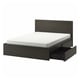 MALM Struct lit haut+ 4 tiroirs, brun foncé plaqué, Grand 2 places