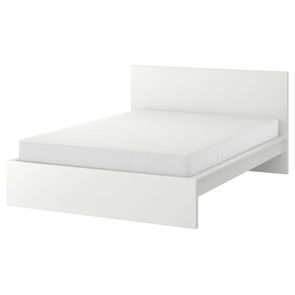 MALM Structure de lit avec matelas, blanc/Vesteröy ferme, Grand 2 places