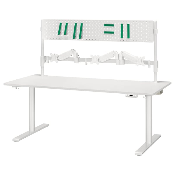 MÅLOMRÅDE Bureau jeu assis/debout, avec bras d'écran/électrique blanc, 70 7/8x31 1/2 "