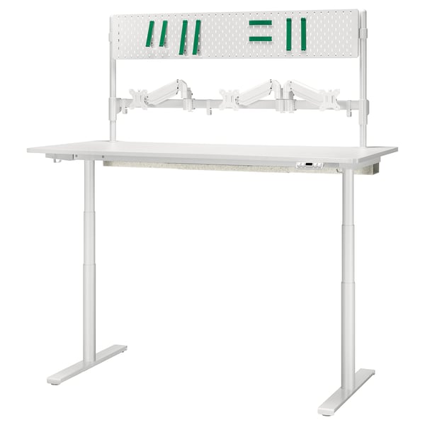 MÅLOMRÅDE Bureau jeu assis/debout, avec bras d'écran/électrique blanc, 70 7/8x31 1/2 "