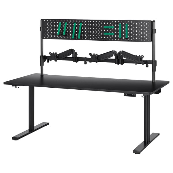 MÅLOMRÅDE Bureau jeu assis/debout, avec bras d'écran/électrique noir, 70 7/8x31 1/2 "