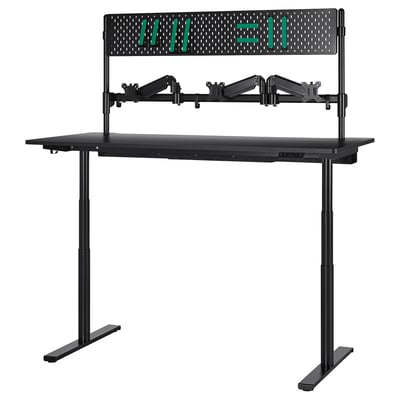 MÅLOMRÅDE Bureau jeu assis/debout, avec bras d'écran/électrique noir, 70 7/8x31 1/2 "