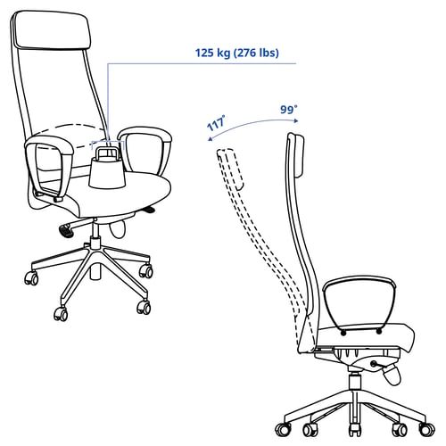 MARKUS Chaise de bureau, Vissle gris clair, Moyen