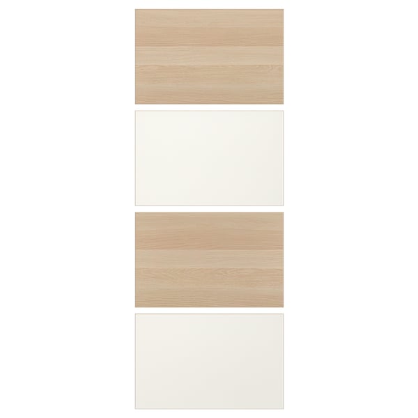 MEHAMN 4 panneaux pr pte coul, effet chêne blanchi/blanc, 29 1/2x79 1/8 "