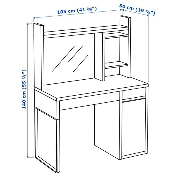 MICKE Bureau, blanc, 41 3/8x19 5/8 "