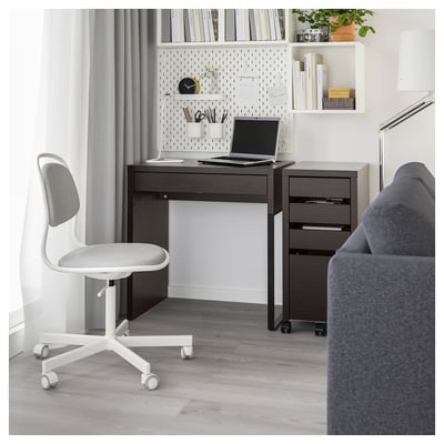 MICKE Bureau, brun-noir, 28 3/4x19 5/8 "