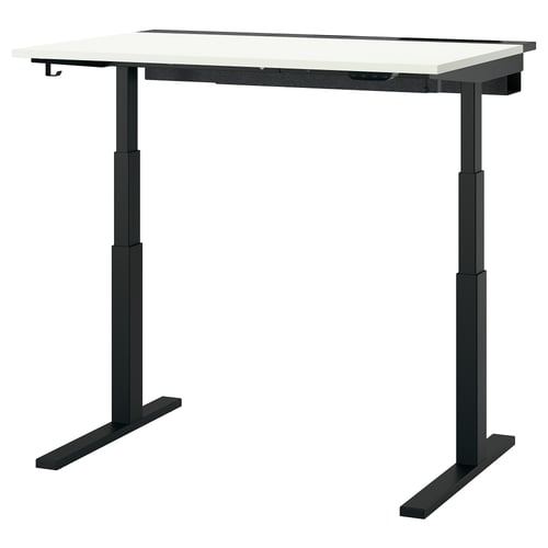 MITTZON Bureau assis-debout, électrique blanc/noir, 47 1/4x31 1/2 "