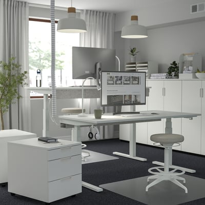 MITTZON Bureau assis-debout, électrique blanc, 63x31 1/2 "