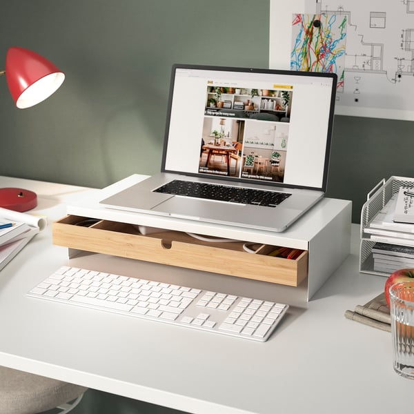 MITTZON Bureau assis-debout, électrique blanc, 55 1/8x23 5/8 "