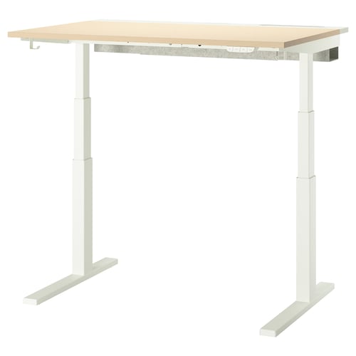 MITTZON Bureau assis-debout, électrique bouleau plaqué/blanc, 47 1/4x31 1/2 "