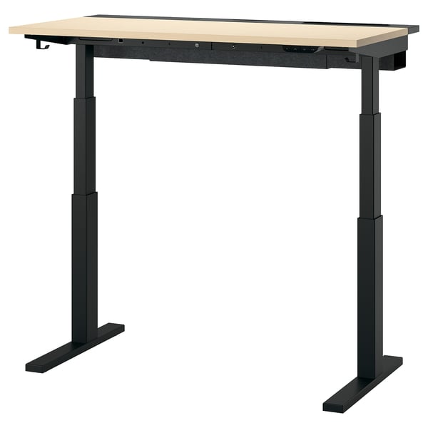 MITTZON Bureau assis-debout, électrique bouleau plaqué/noir, 47 1/4x23 5/8 "