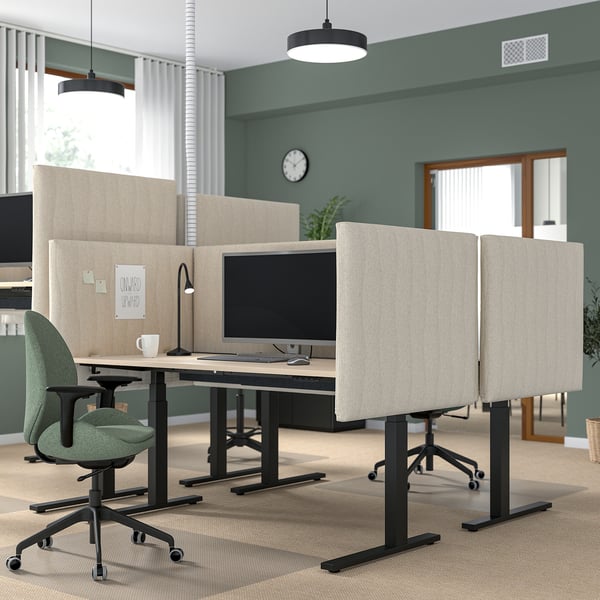 MITTZON Bureau assis-debout, électrique bouleau plaqué/noir, 63x31 1/2 "