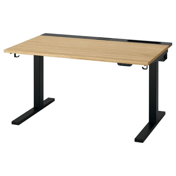 MITTZON Bureau assis-debout, électrique chêne plaqué/noir, 47 1/4x31 1/2 "