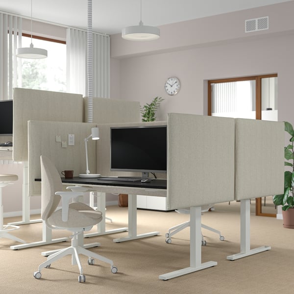 MITTZON Bureau assis-debout, électrique frêne plaqué teinté noir/blanc, 63x31 1/2 "