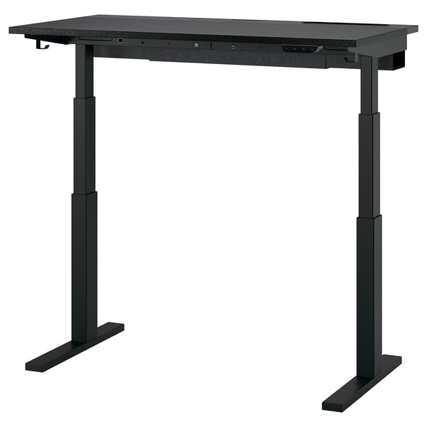 MITTZON Bureau assis-debout, électrique frêne plaqué teinté noir/noir, 47 1/4x23 5/8 "