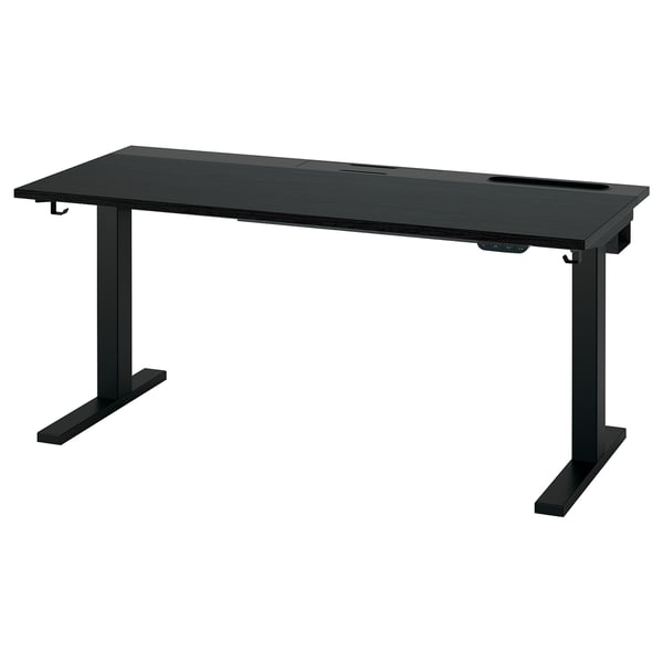 MITTZON Bureau assis-debout, électrique frêne plaqué teinté noir/noir, 55 1/8x23 5/8 "