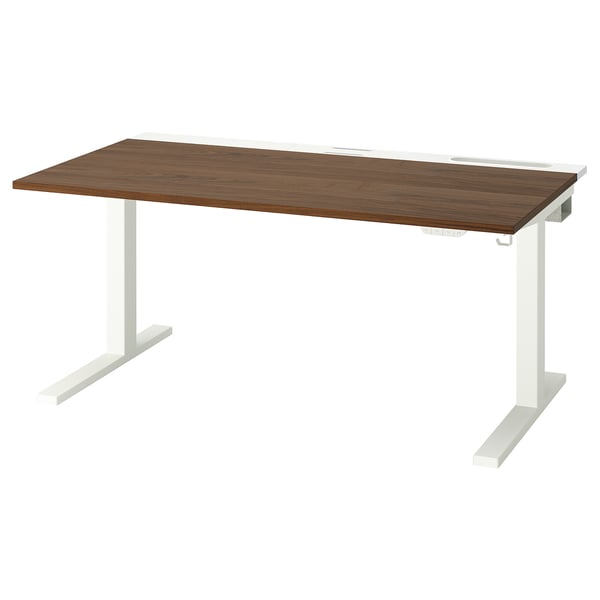 MITTZON Bureau assis-debout, électrique noyer plaqué/blanc, 55 1/8x31 1/2 "