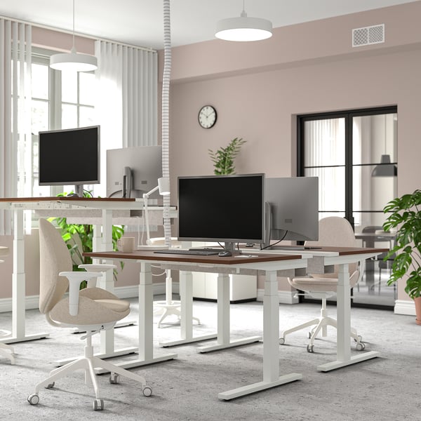MITTZON Bureau assis-debout, électrique noyer plaqué/blanc, 47 1/4x23 5/8 "