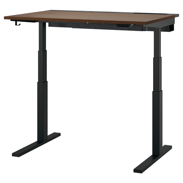 MITTZON Bureau assis-debout, électrique noyer plaqué/noir, 47 1/4x31 1/2 "