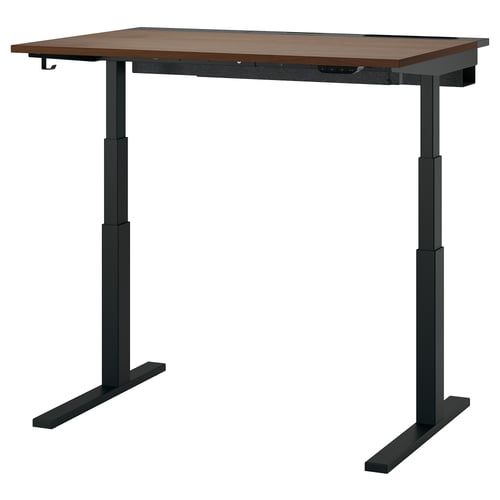 MITTZON Bureau assis-debout, électrique noyer plaqué/noir, 47 1/4x31 1/2 "