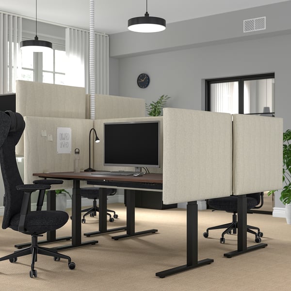 MITTZON Bureau assis-debout, électrique noyer plaqué/noir, 63x31 1/2 "