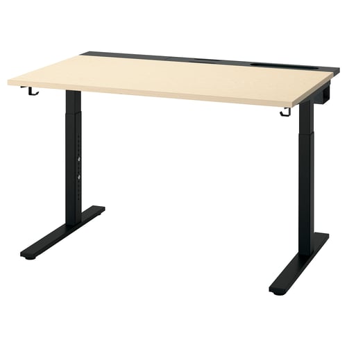 MITTZON Bureau, bouleau plaqué/noir, 47 1/4x31 1/2 "
