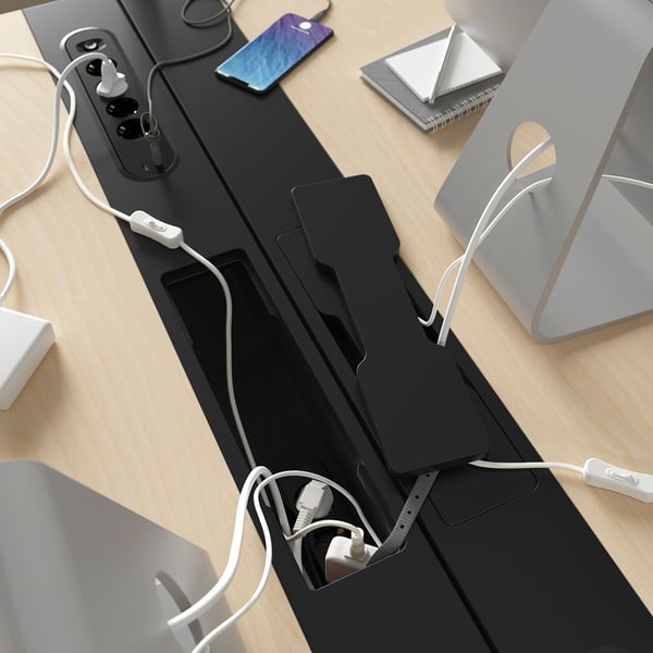 MITTZON Bureau, bouleau plaqué/noir, 63x31 1/2 "