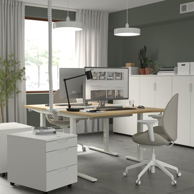 MITTZON Bureau, chêne plaqué/blanc, 47 1/4x23 5/8 "