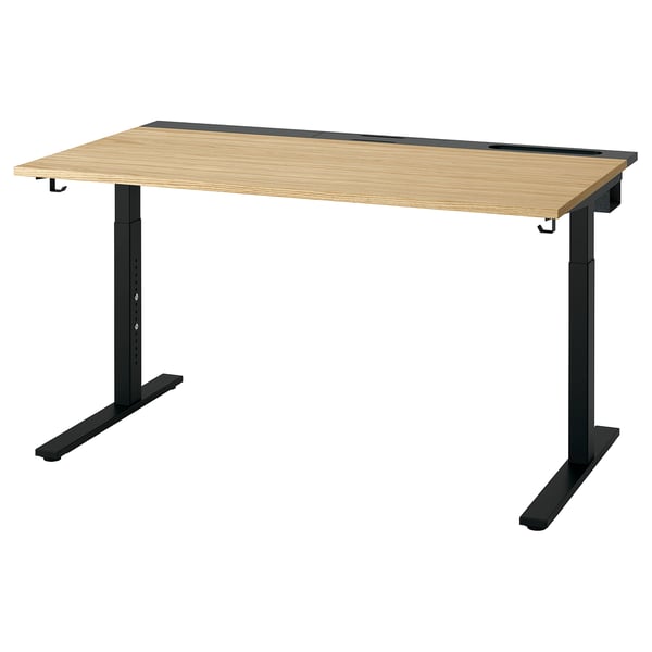 MITTZON Bureau, chêne plaqué/noir, 55 1/8x31 1/2 "