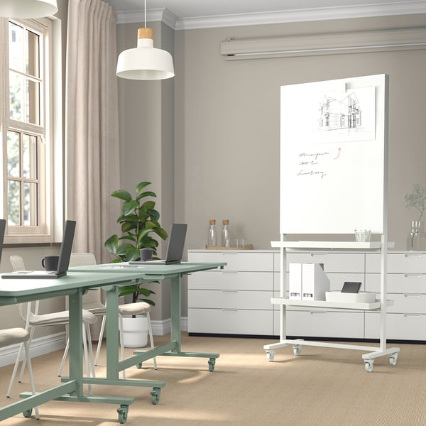 MITTZON Struct roul/tableau/tablet/bte câbl, blanc, 33 1/2x80 3/4 "
