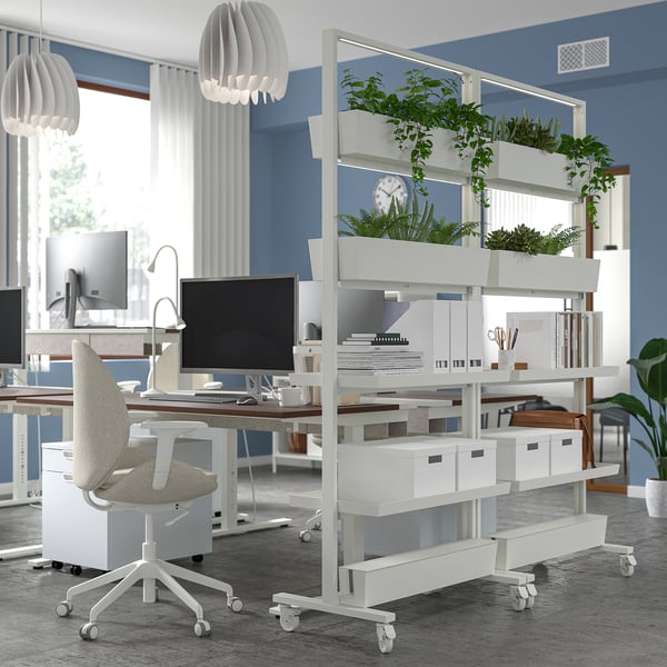 MITTZON Structure+tablettes/bacs/bte câbles, blanc, 33 1/2x80 3/4 "