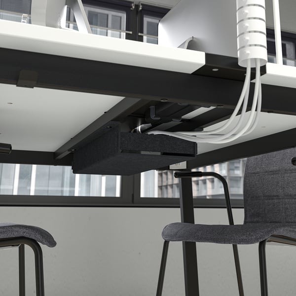 MITTZON Table conférence, blanc/noir, 47 1/4x42 1/2x29 1/2 "