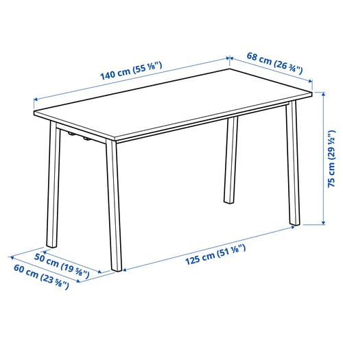 MITTZON Table conférence, blanc, 55 1/8x26 3/4x29 1/2 "