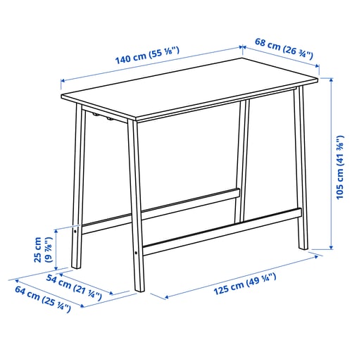MITTZON Table conférence, chêne plaqué/blanc, 55 1/8x26 3/4x41 3/8 "