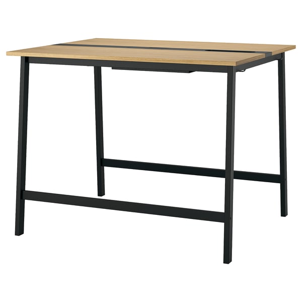 MITTZON Table conférence, chêne plaqué/noir, 55 1/8x42 1/2x41 3/8 "