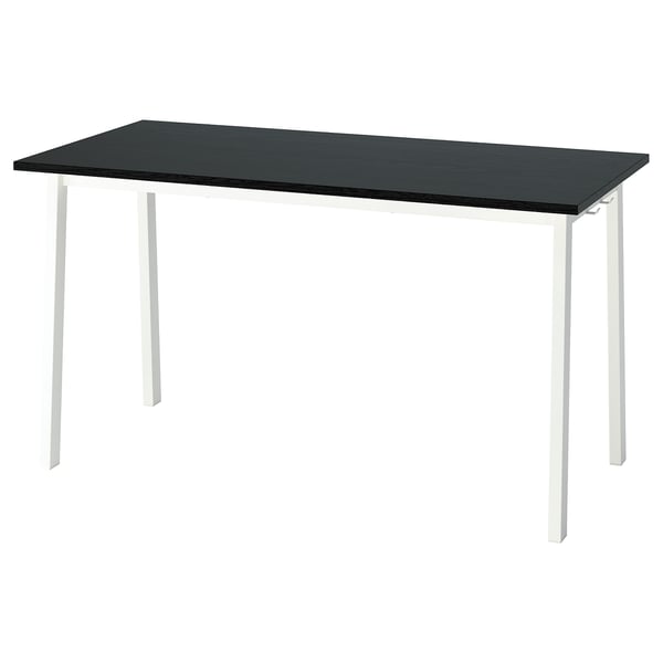 MITTZON Table conférence, frêne plaqué teinté noir/blanc, 55 1/8x26 3/4x29 1/2 "
