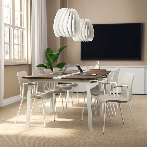 MITTZON Table conférence, noyer plaqué/blanc, 47 1/4x42 1/2x29 1/2 "