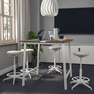 MITTZON Table conférence, noyer plaqué/blanc, 47 1/4x42 1/2x41 3/8 "