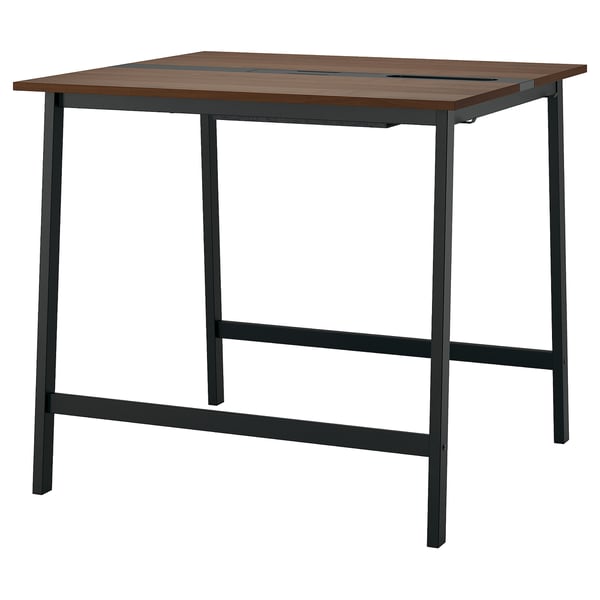 MITTZON Table conférence, noyer plaqué/noir, 47 1/4x42 1/2x41 3/8 "