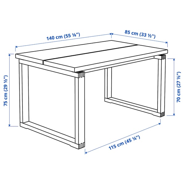 MÖRBYLÅNGA Table, chêne plaqué teinté brun, 55x33 "