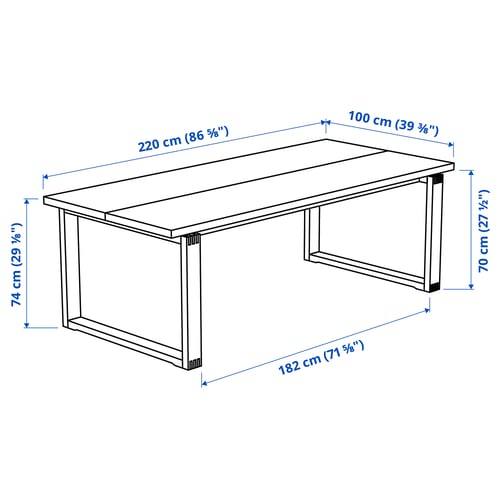 MÖRBYLÅNGA Table, chêne plaqué teinté brun, 86 5/8x39 3/8 "