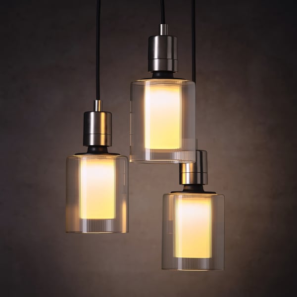MOLNART Ampoule DEL E26 150 lumens, cylindre verre/rayé, 4 "