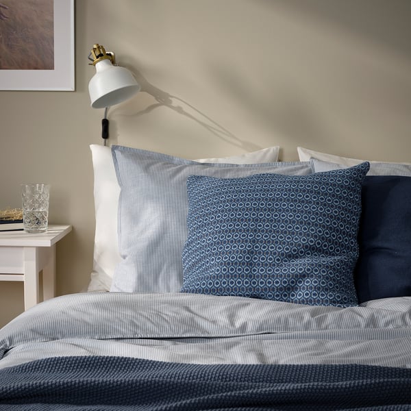 MOROTSMOTT Housse de coussin, bleu foncé/bleu gris, 20x20 "