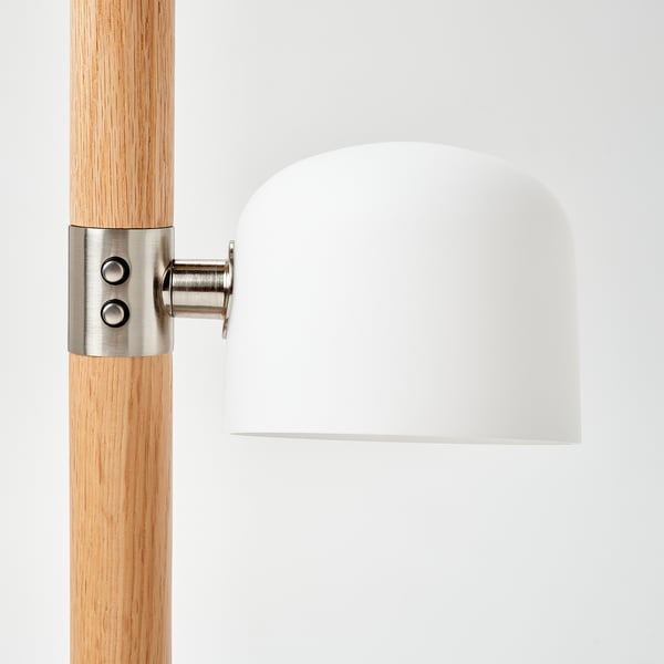 MOSSPLYM Lampadaire/liseuse, opalin verre/chêne, 71 "
